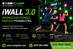 Exergame Fitness offers iWall 3.0, an interactive wall-based fitness solution designed to make movement, gaming, and exercise more engaging for users of all ages. With active games, motion-based challenges, and fun digital experiences, iWall 3.0 helps improve coordination, reaction time, focus, and physical activity in schools, recreation centers, fitness facilities, and wellness spaces. Call (847) 963-8969.