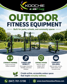 Koochie Outdoor Fitness offers durable outdoor fitness equipment designed for parks, schools, community centers, health facilities, and public recreation spaces. Their equipment supports strength, cardio, flexibility, and functional training while helping communities create more active and accessible outdoor workout areas. Built for regular outdoor use, these fitness stations are a practical choice for promoting wellness, movement, and healthy lifestyles across shared spaces. Call (847) 701-5190 for more information.