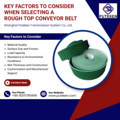 Key Factors to Consider When Selecting a Rough Top Conveyor Belt
Selecting the right Rough Top Conveyor Belt is essential for improving material handling efficiency, reducing product damage, and increasing productivity. Designed with a textured surface that provides excellent grip, a rough top conveyor belt is widely used in industries such as logistics, packaging, airports, printing, food processing, and manufacturing. Choosing the right belt ensures smooth transportation while minimizing maintenance costs and downtime.
Here are the key factors to consider when selecting a rough top conveyor belt:
1. Material Quality
The material of the conveyor belt directly affects its durability and performance. High-quality rubber, PVC, or PU materials provide excellent wear resistance, flexibility, and long-term reliability. Selecting a belt manufactured from premium materials ensures better performance under demanding operating conditions.
2. Surface Grip and Friction
The primary advantage of a Rough Top Conveyor Belt is its superior grip. The textured surface prevents products from slipping, especially when transporting items on inclined conveyors. Consider the type of products being handled and select a belt with an appropriate surface pattern to ensure maximum stability.
3. Load Capacity
Different industries require conveyor belts capable of handling various load capacities. Before selecting a rough top conveyor belt, evaluate the weight and size of the materials being transported. A properly selected belt can handle heavy loads efficiently while maintaining consistent performance.
4. Resistance to Environmental Conditions
Operating environments vary significantly across industries. Factors such as temperature, humidity, oil exposure, and chemical contact should be considered when choosing a conveyor belt. Selecting a belt designed to withstand specific environmental conditions will improve its lifespan and reduce replacement costs.
5. Belt Thickness and Construction
The thickness and structural design of the belt influence its strength and flexibility. Multi-layer constructions often provide additional durability and better impact resistance. Choosing the right thickness helps improve operational efficiency and extends service life.
6. Customization and Manufacturer Support
Working with an experienced manufacturer is equally important. Shanghai Puteken Transmission System Co., Ltd. offers high-quality conveyor solutions designed to meet different industrial requirements. Their Rough Top Conveyor Belt products deliver excellent grip, durability, and reliable performance across multiple applications.
Visit https://tinyurl.com/2xf872j4 to learn more about Rough Top Conveyor Belt, give us a call at +86 18201785896, or email us at putekenbelt@gmail.com