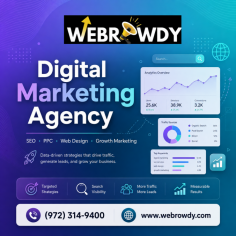 Grow your online presence with WebRowdy, a digital marketing agency helping businesses improve visibility, attract qualified traffic, and generate leads through SEO, PPC, local SEO, content marketing, and website optimization. Strengthen your digital presence with strategies designed to support long-term business growth and better online conversions. Call (972) 314-9400 to discuss your digital marketing needs.
