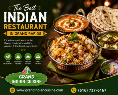 Discover authentic flavors at Grand Indian Cuisine, your destination for the Best Indian Restaurant in Grand Rapids. Enjoy a wide variety of flavorful Indian dishes prepared with aromatic spices, traditional recipes, and rich taste. Whether you are planning lunch, dinner, takeout, or a meal with family and friends, Grand Indian Cuisine offers a satisfying dining experience. Explore delicious Indian favorites and enjoy the warmth of authentic Indian cooking. Call (616) 737-6167 for more information or to place your order.
