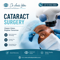 Cataract Surgery is a safe and highly effective procedure that removes the clouded natural lens of the eye and replaces it with a clear artificial intraocular lens (IOL). Using advanced surgical techniques, experienced ophthalmologists help improve vision, reduce glare, and enhance overall quality of life. Each treatment plan is personalized to meet the patient's visual needs, with a focus on safety, precision, and long-term results. Choose a trusted eye specialist for cataract surgery to enjoy clearer vision and expert care every step of the way.